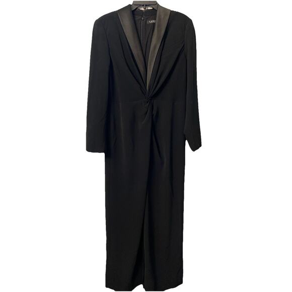 Lauren Ralph Lauren Dresses & Skirts - NWT Ralph Lauren Satin Crepe Black Tuxedo Maxi Dress US 14 $345 MSRP